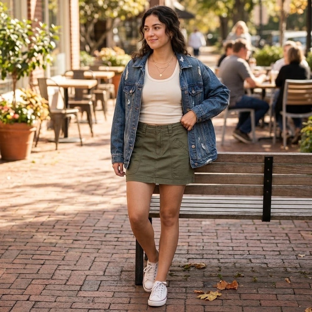 Faded State Women Olive Green Utility Cargo Mini Skirt Size 9 NWT